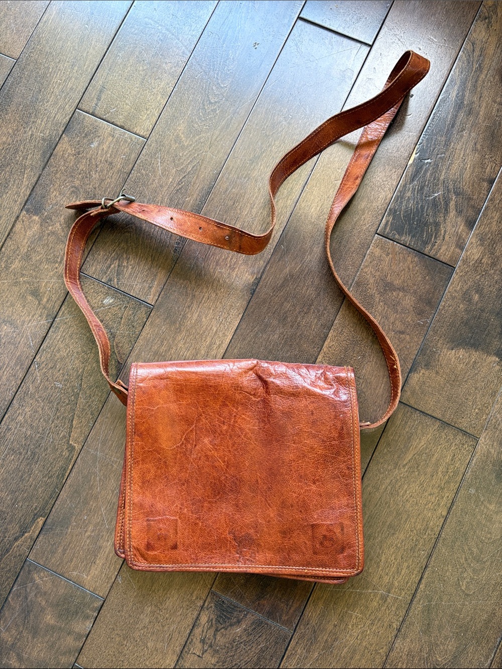 SALE Vintage camel active soft Leather Crossbody Bag - Tan Brown